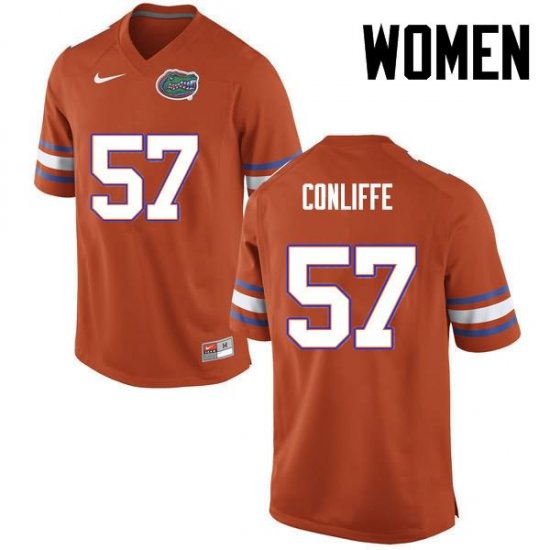 Women's Florida Gators #57 Elijah Conliffe NCAA Nike Orange Authentic Stitched College Football Jersey IRA4262KL